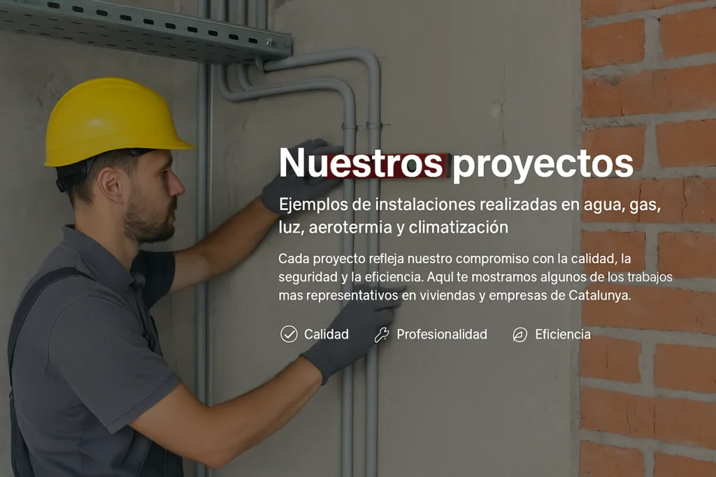 Instalador profesional trabajando en proyecto de instalaciones de agua, gas, luz y aerotermia en Catalunya – JML Instal·lacions
